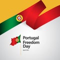 Portugal Freedom Day Flag Vector Template Design Illustration