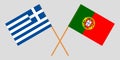 Portugal and Greece. The Portuguese and Greek flags. Official colors. Correct proportion. Vector