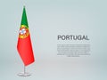 Portugal hanging flag on stand. Template forconference banner Royalty Free Stock Photo