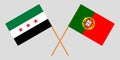 Portugal and Interim Government of Syria. The Portuguese and Coalition flags. Official colors. Correct proportion. Vector Royalty Free Stock Photo