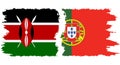 Portugal and Kenya grunge flags connection vector