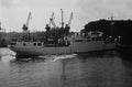 1933, Portugal, Lisbon - Balbo`s North Atlantic Flight- A support vessel maneuvers in port