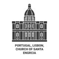 Portugal, Lisbon, Church Of Santa Engrcia travel landmark vector illustration Royalty Free Stock Photo