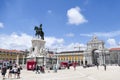 Portugal, Lisbon, Commerce Square, PraÃÂ§a do ComÃÂ©rcio with the equestrian statue of King Joseph I and a triumphal arch Royalty Free Stock Photo