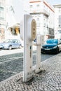 Portugal, Lisbon, 01 July 2018: Special place for refueling electric vehicles. Eco-friendly fuel.