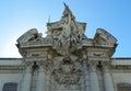 Portugal, Lisbon, Largo. dos Caminhos de Ferro, Lisbon Army Museum, coat of arms on the facade of the museum Royalty Free Stock Photo