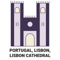Portugal, Lisbon, Lisbon Cathedral travel landmark vector illustration