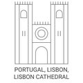 Portugal, Lisbon, Lisbon Cathedral travel landmark vector illustration