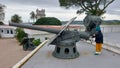 View of the Fort of Great Success, exhibits in the museum. Military equipment in the museum. Bom Sucesso Fortress Lisbao. Forte do