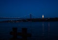 Portugal, Lisbon, evening landscape of Tagus river Lisbon, Ponte April 25th bridge Royalty Free Stock Photo