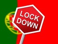 Portugal lockdown sign in solitary confinement or stay home - 3d Illustration