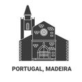 Portugal, Madeira, travel landmark vector illustration