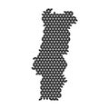 Portugal map abstract schematic from black triangles repeating pattern geometric background with nodes. Vector illustration