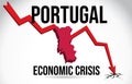 Portugal Map Financial Crisis Economic Collapse Market Crash Global Meltdown Vector Royalty Free Stock Photo