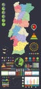 Portugal map and Infographics design elements. On Black