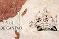 Portugal, map of Portuguese voyages of discovery in marble Royalty Free Stock Photo