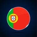 Portugal national flag Circle button Icon. Simple flag, official colors and proportion correctly. Flat vector illustration Royalty Free Stock Photo