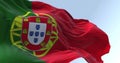 Portugal national flag waving in the wind on a clear day