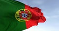 Portugal national flag waving in the wind on a clear day