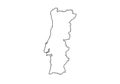 Portugal outline map national borders country shape Royalty Free Stock Photo