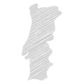 Portugal - pencil scribble sketch silhouette map of country area with dropped shadow. Simple flat vector illustration