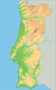 High detailed Portugal physical map. Royalty Free Stock Photo