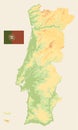 Portugal Physical Map Vintage Colors - No text Royalty Free Stock Photo