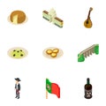 Portugal place icons set, isometric style Royalty Free Stock Photo