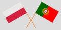 Portugal and Poland. The Portuguese and Polish flags. Official colors. Correct proportion. Vector