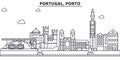 Portugal, Porto architecture line skyline illustration. Linear vector cityscape with famous landmarks, city sights Royalty Free Stock Photo