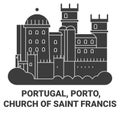 Portugal, Porto, Church Of Saint Francis travel landmark vector illustration