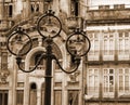 Portugal. Porto city. Ancient lantern. In Sepia toned. Retro sty Royalty Free Stock Photo