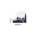 Porto city skyline silhouette vector logo illustration