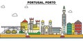 Portugal, Porto. City skyline architecture . Editable