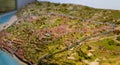 Portugal, Porto, October 06, 2018: Diorama of the old town of Porto at the museum. Miniature model of the city. Historical exhibit