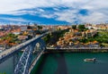 Portugal Porto panorama, panoramic view of The Eiffel Bridge, Ponte Dom Luis Royalty Free Stock Photo