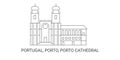 Portugal, Porto, Porto Cathedral, travel landmark vector illustration