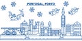 Portugal, Porto winter city skyline. Merry Christmas, Happy