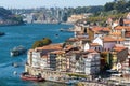 Portugal, Porto, October 06,2018: Panoramic closeup aerial view of Porto embankment, Portugal