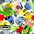 Portugal seamless pattern. Portuguese national traditional symbols and objects