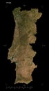 Portugal shape on black. Low-res satellite