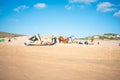 Portugal, Sintra, August 2022 Praia da Guincho Beautiful sandy beach on Atlantic ocean best place fore kite surfing