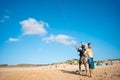 Portugal, Sintra, August 2022 Praia da Guincho Beautiful sandy beach on Atlantic ocean best place fore kite surfing