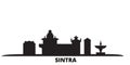 Portugal, Sintra city skyline isolated vector illustration. Portugal, Sintra travel black cityscape