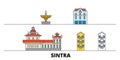 Portugal, Sintra flat landmarks vector illustration. Portugal, Sintra line city with famous travel sights, skyline