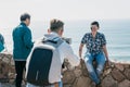 People or tourists at Cape Roca in Portugal. Royalty Free Stock Photo