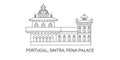 Portugal, Sintra, Pena Palace, travel landmark vector illustration Royalty Free Stock Photo