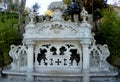 Portugal, Sintra, Quinta da Regaleira, garden marble bench