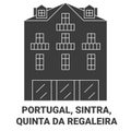Portugal, Sintra, Quinta Da Regaleira travel landmark vector illustration