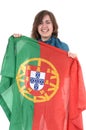 Portugal Soccer fan, isolated on white background